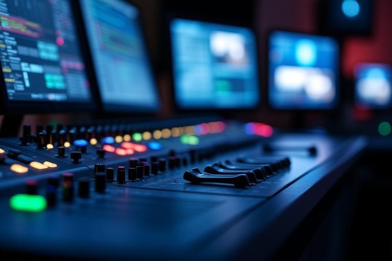 Modern equipment in the control room at Vivid Frame Studios